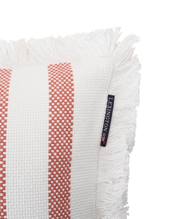 Gestreiftes kissen aus bio-baumwolle mit fransenbesatz 50x30 - 0