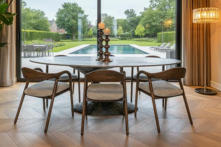 Dining chair Mihara mocca fancy fire retardant