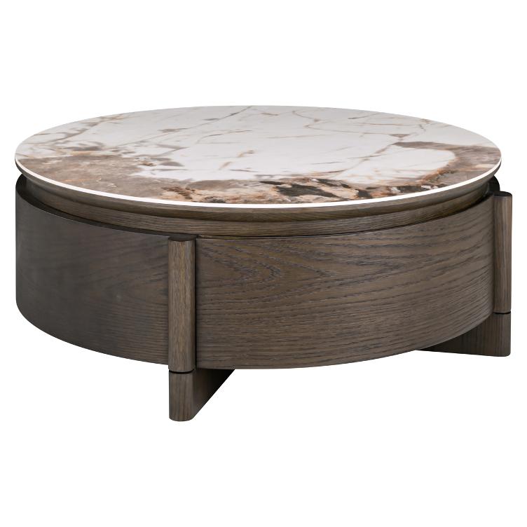 Coffee table Langford brown 90Ø 1-drawer