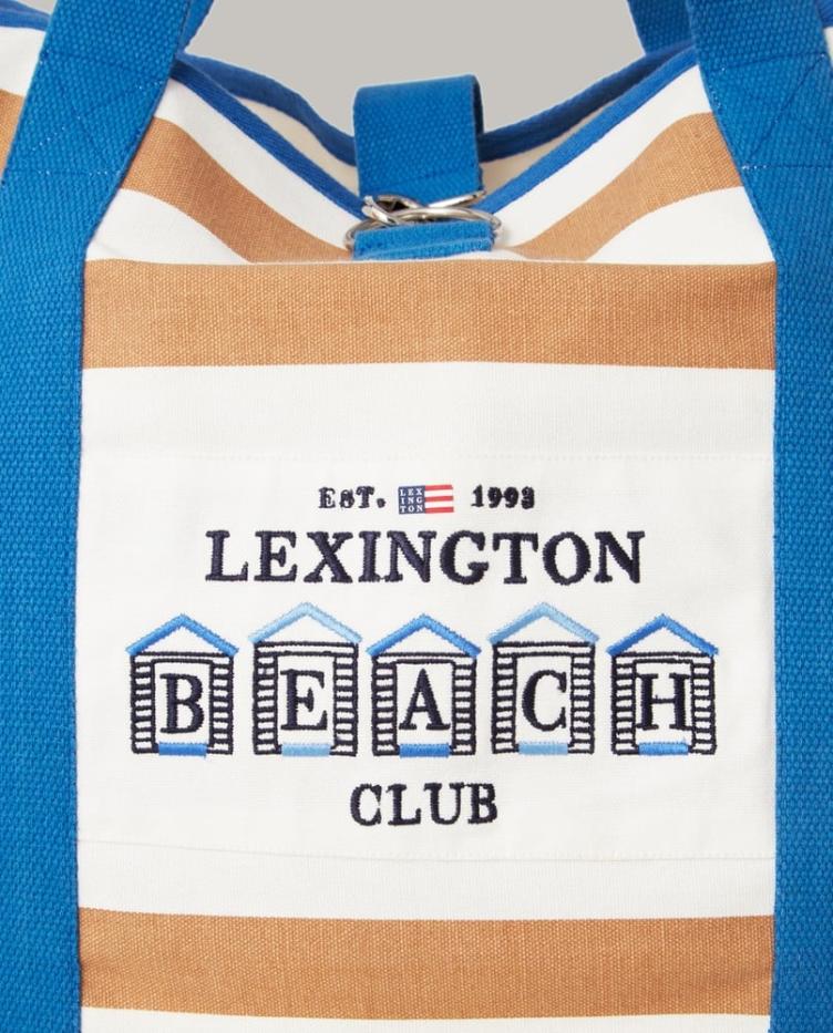 Madison Organic Cotton Family Beach Bag, Beige/White Stripe