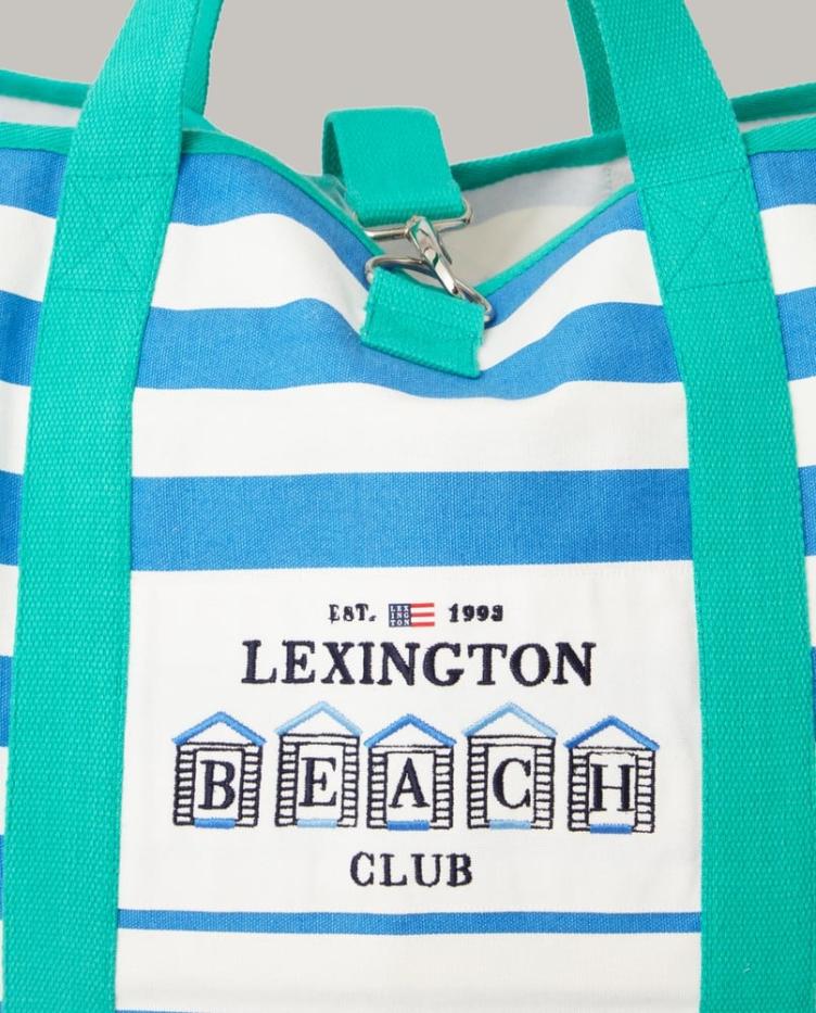 Madison Organic Cotton Family Beach Bag, Blue/White Stripe