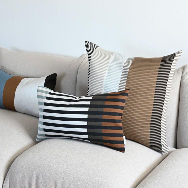 Kissen - Double Stripe - 60x35 Coffee