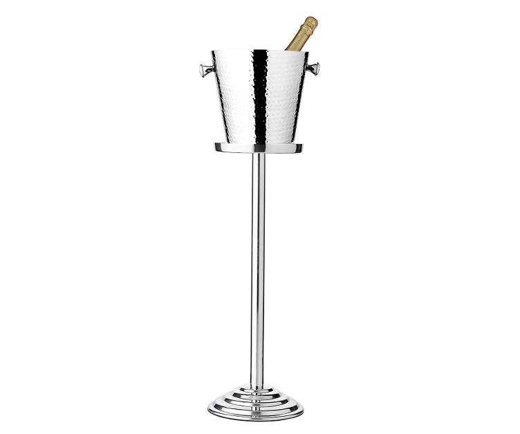 Flaschenkühler Capri (Höhe 83 cm, Ø 23 cm) inkl. Ständer, gehämmert, Edelstahl, hochglanzpoliert