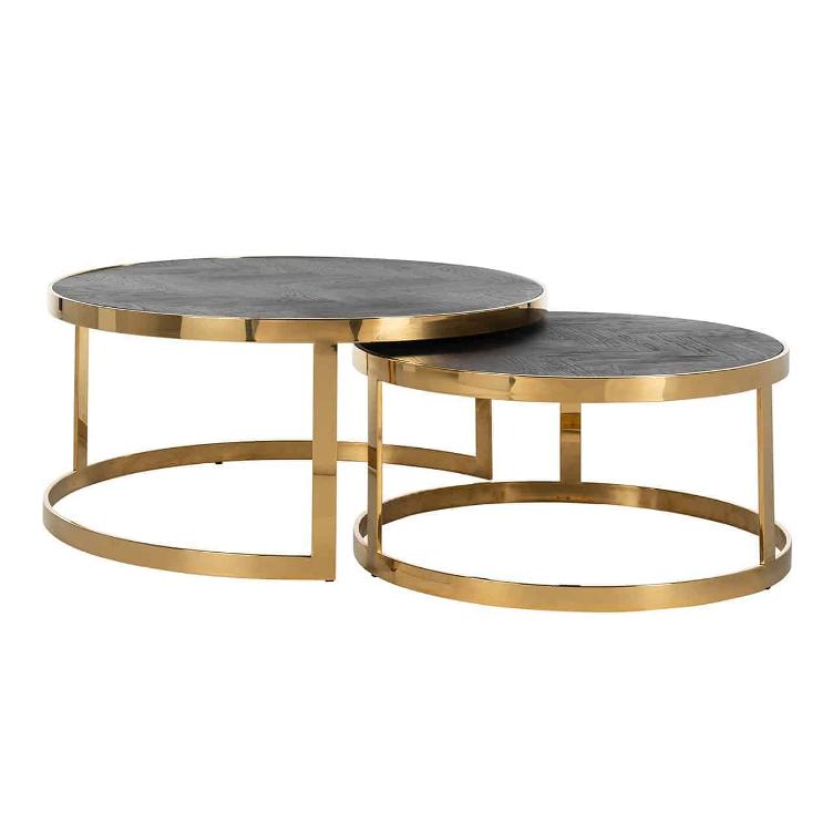 Coffee table Blackbone gold set of 2 round