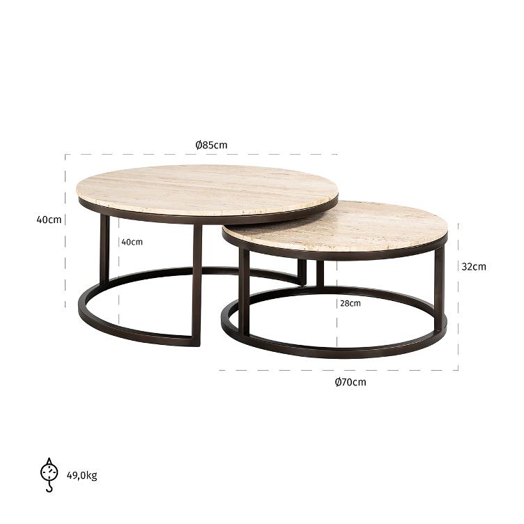 Avalon couchtisch set von 2 (Bronze) - 0