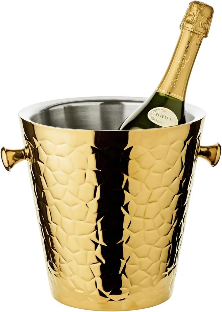 Flaschenkühler Capri (Höhe 23 cm, Ø 23 cm), gemustert, Edelstahl, hochglanzpoliert - 0