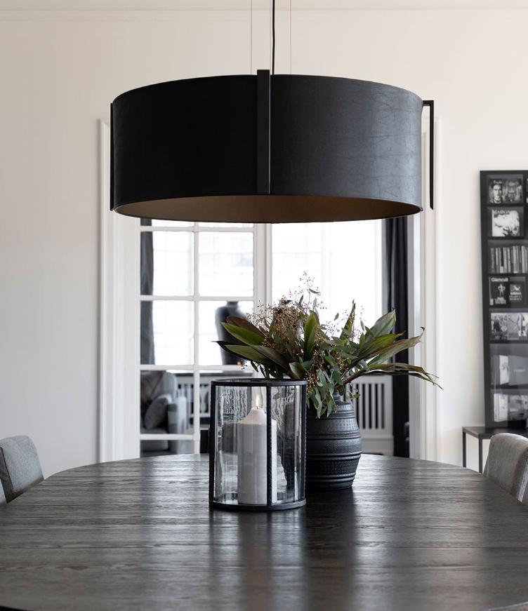 CALGARY Ceiling lamp Black leather.