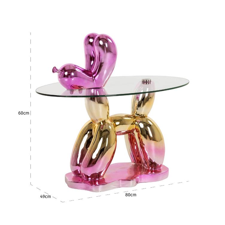 Beistelltisch Usha mit Glas (Pink) - 0