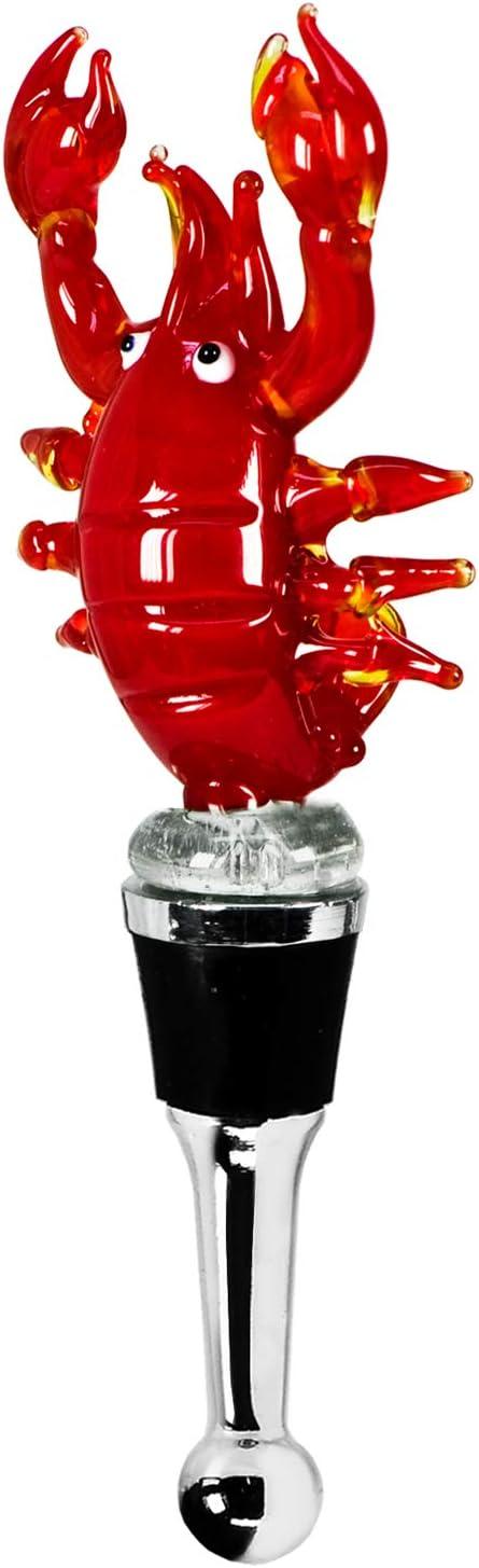 Flaschenverschluss Languste (Höhe 12 cm), mit Langusten-Figur, Muranoglas-Art, Handarbeit
