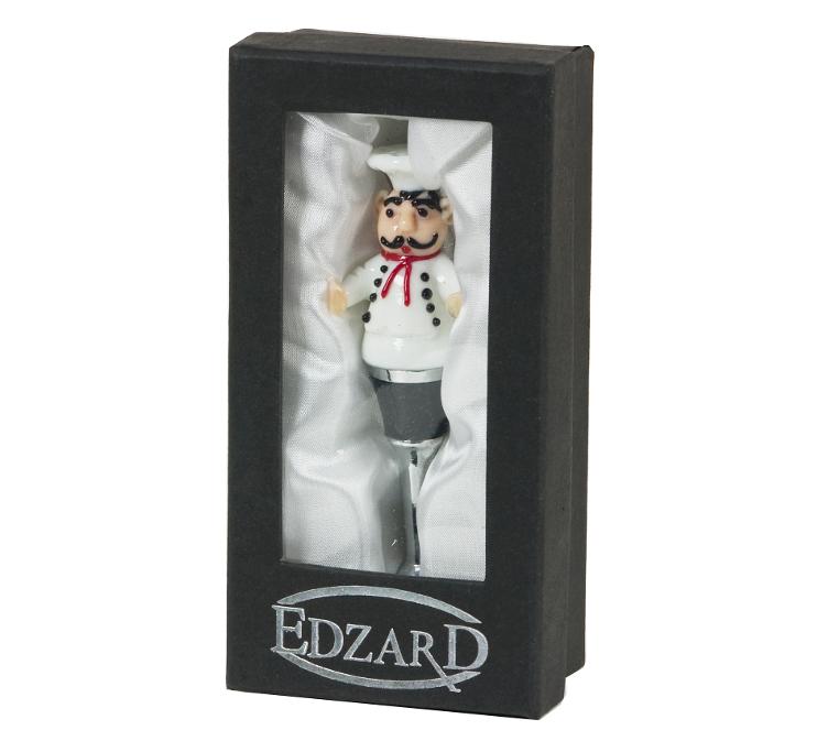 Flaschenverschluss Gourmet (Höhe 12 cm), mit Chefkoch-Figur, Muranoglas-Art, Handarbeit - 0