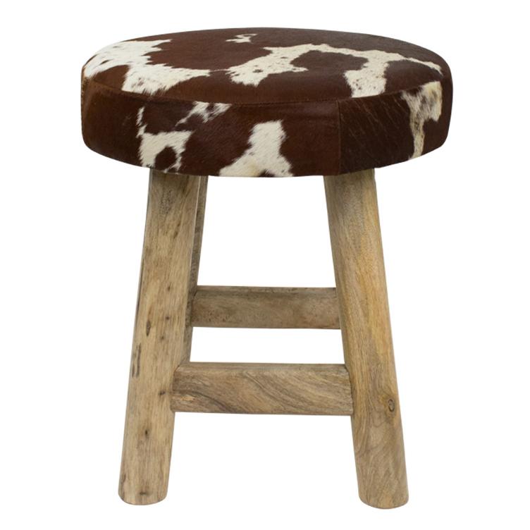 Stool Chalet cow red brown round