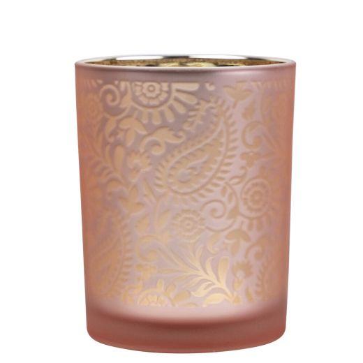 Lantern glass paisley pink medium 12cm