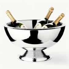 Flaschenkühler Till (Höhe 24 cm, Ø 43 cm), gehämmerte Elemente, Edelstahl, hochglanzpoliert