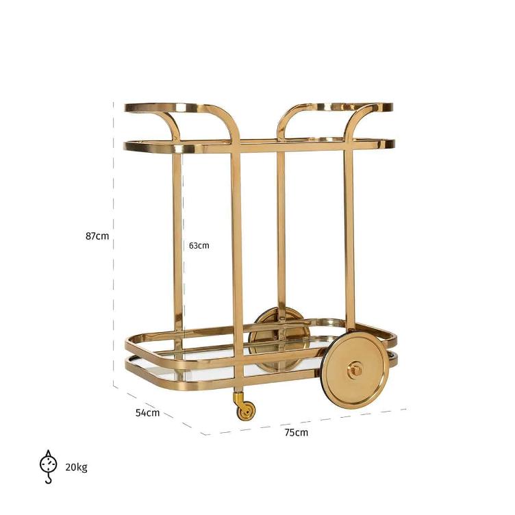 Trolley X.O. gold with glass - 2