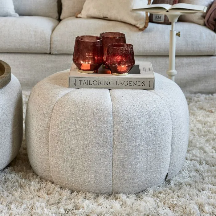 Falcone Stool, rich tweed, antique white