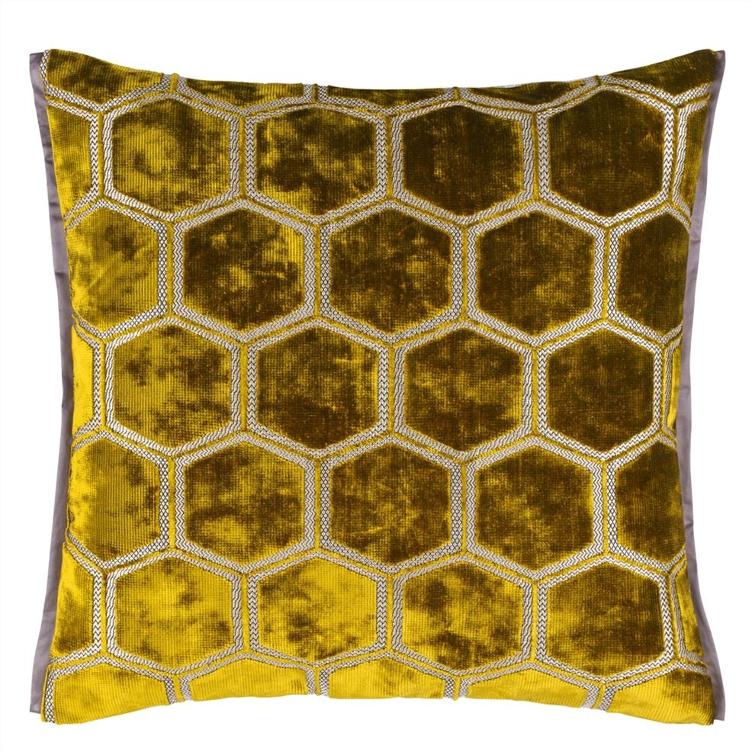 Manipur Ochre Velvet Cushion 43x43