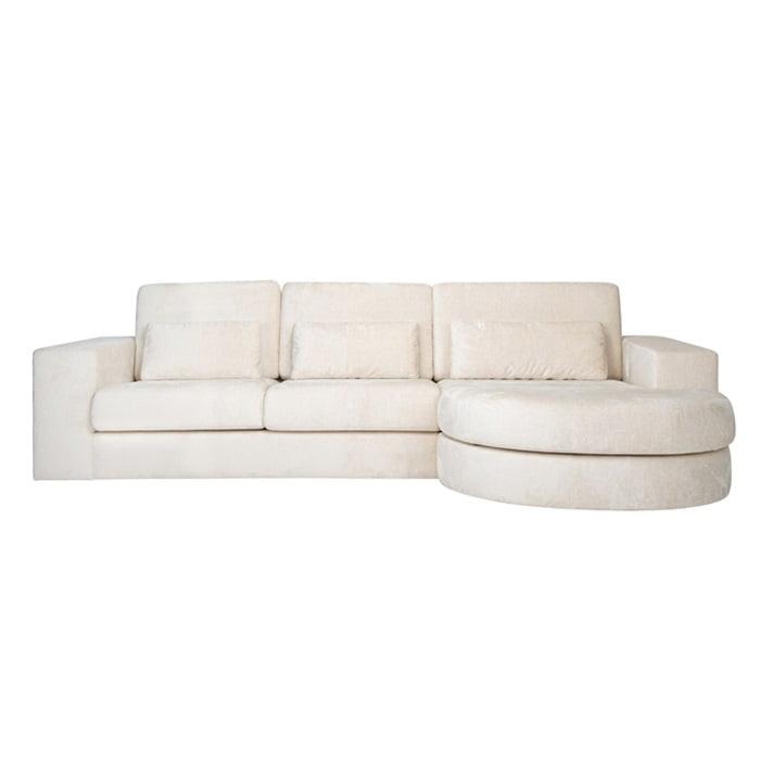 Couch Felix 2,5 seats + lounge rechts rund white chenille (Bergen 900 white chenille) - 0