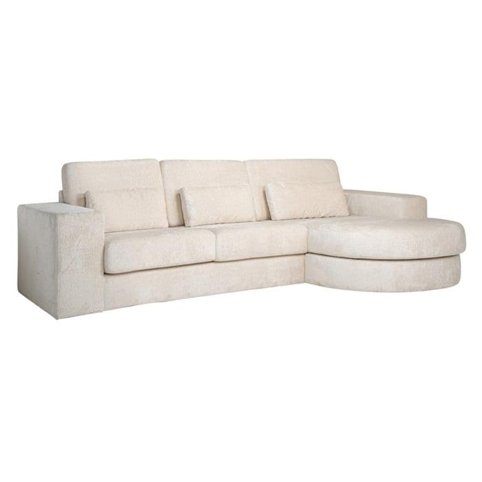 Couch Felix 2,5 seats + lounge rechts rund white chenille (Bergen 900 white chenille)