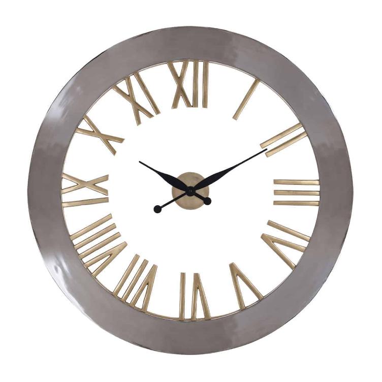 Clock Derax round silver/gold