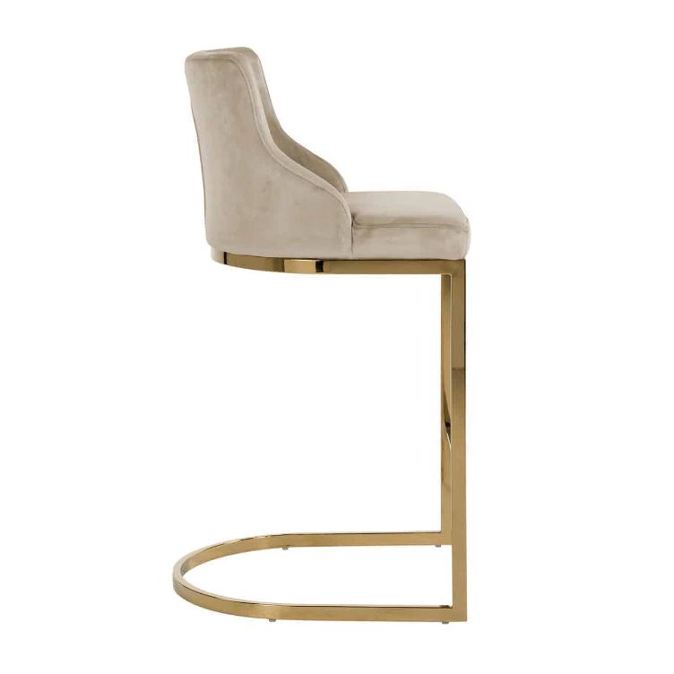 Bar stool Bolton Khaki velvet / gold Fire Retardant - 0