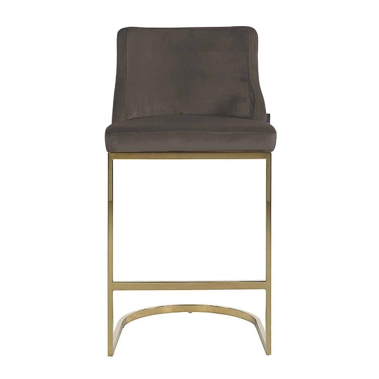 Bar stool Bolton Stone velvet / gold Fire Retardant - 2