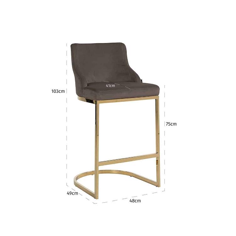 Bar stool Bolton Stone velvet / gold Fire Retardant - 3
