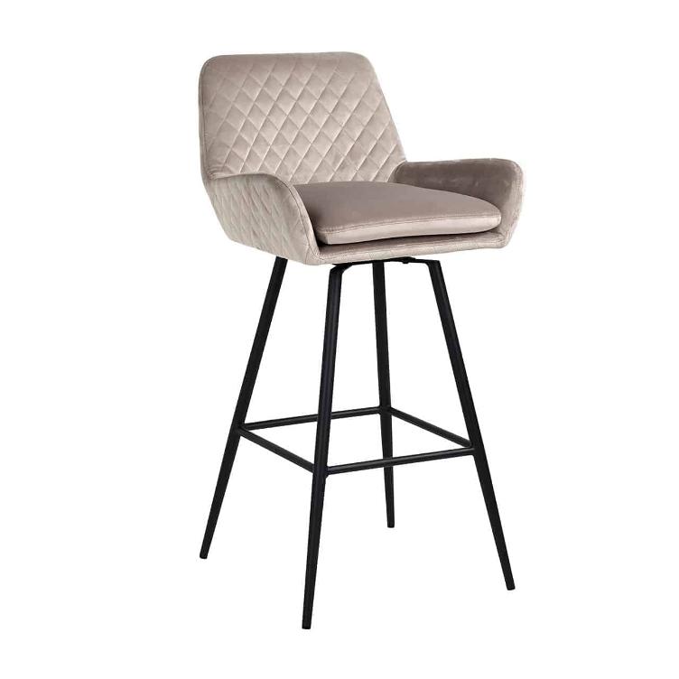 Bar stool Linsey swivel Khaki Velvet