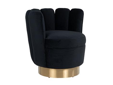 Easy chair Mayfair Black velvet / Brushed gold