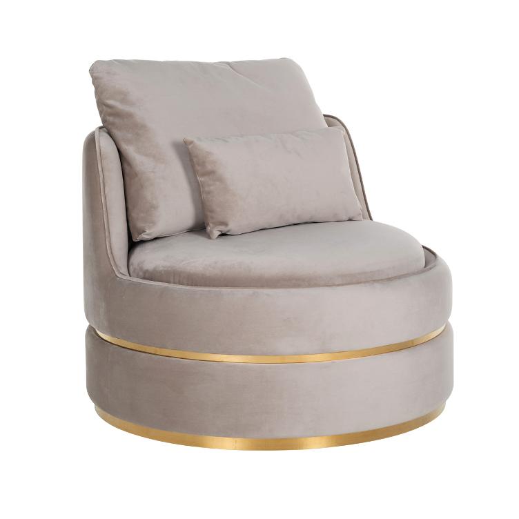 Easy Chair Kylie Khaki velvet / Brushed gold
