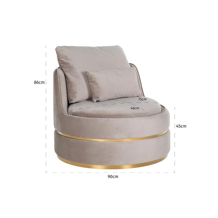Easy Chair Kylie Khaki velvet / Brushed gold - 3