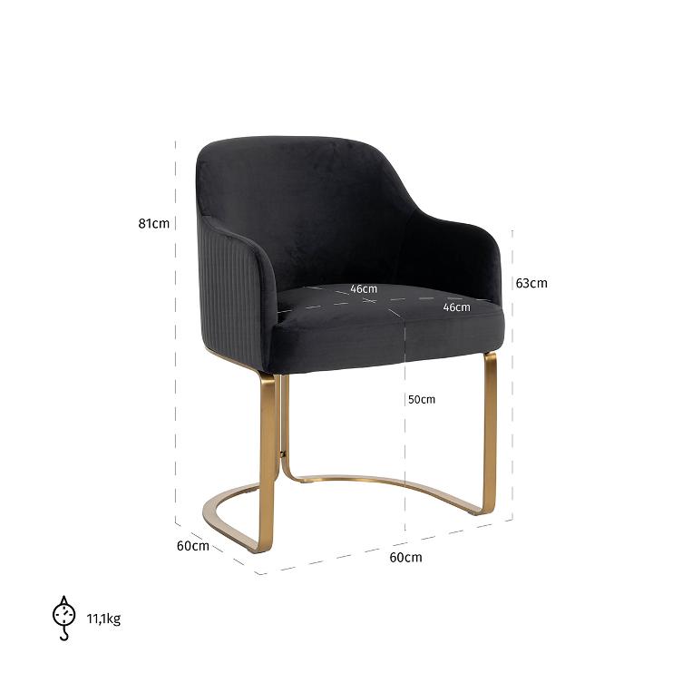 Chair Hadley Antraciet velvet / Brushed gold - 2