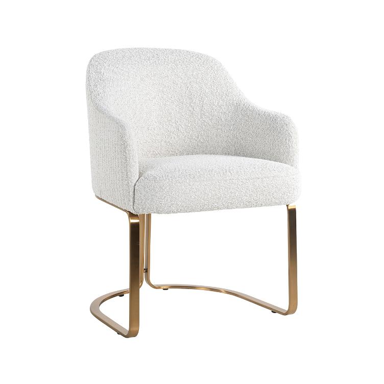 Stuhl Hadley white bouclé / brushed gold fire retardant (FR-Copenhagen 900 Bouclé White)