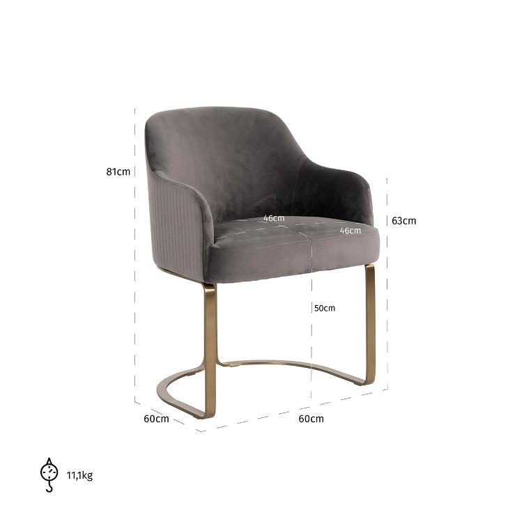 Chair Hadley Stone velvet / Brushed gold - 1