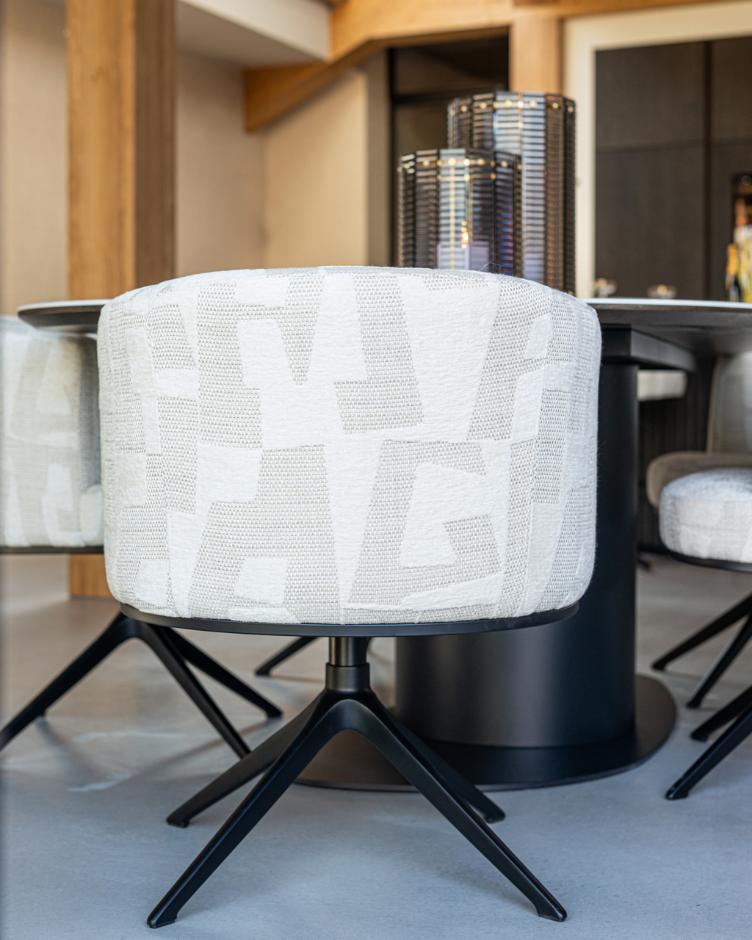 Dining chair Cheyenne beige graffic swivel - 3