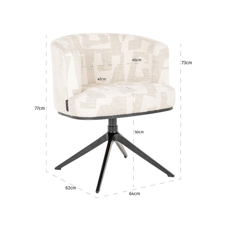 Dining chair Cheyenne beige graffic swivel - 6