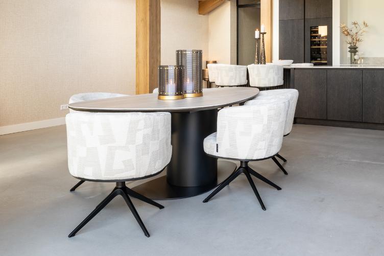 Dining chair Cheyenne beige graffic swivel