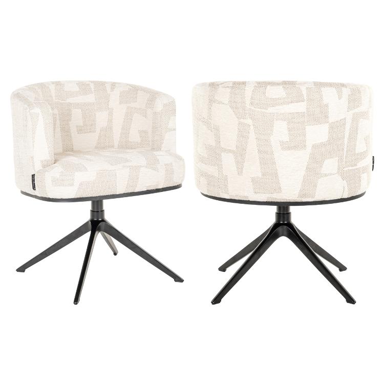 Dining chair Cheyenne beige graffic swivel - 4