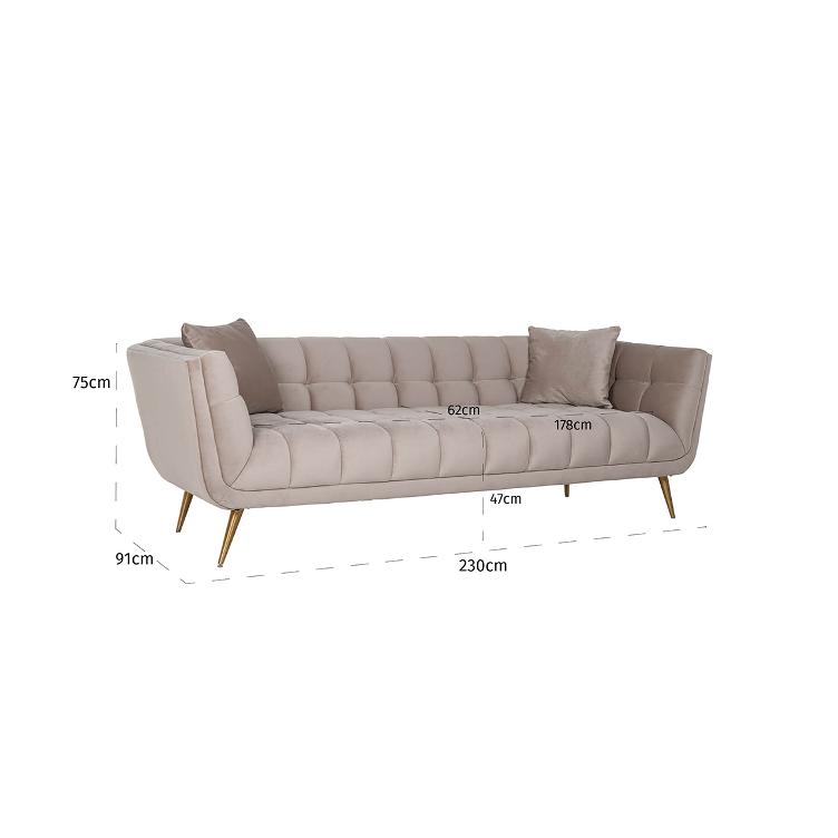 Couch Huxley Khaki velvet / Brushed gold (Quartz Khaki 903) - 1