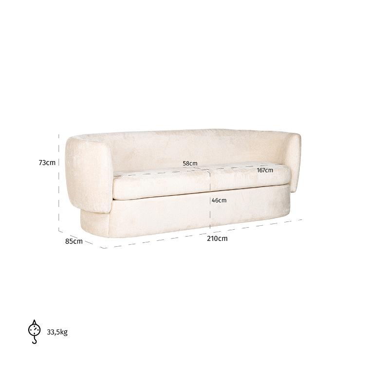 Couch Donatella white chenille fire retardant (FR-Bergen 900 white chenille)