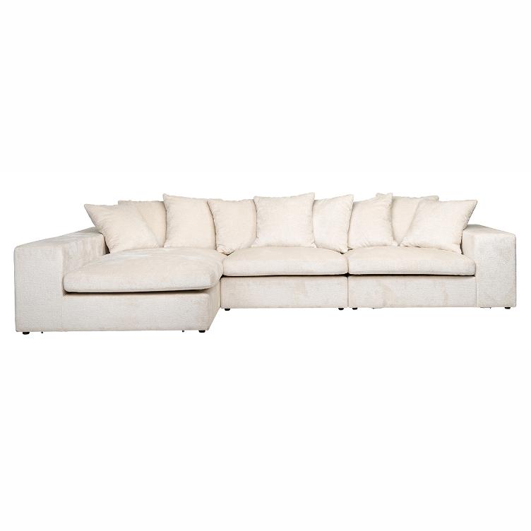 Couch Alcazar 3 Sitzer + Lounge Links/Rechts white chenille (Bergen 900 white chenille) - 2