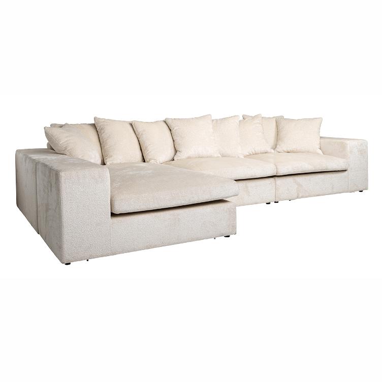 Couch Alcazar 3 Sitzer + Lounge Links/Rechts white chenille (Bergen 900 white chenille)