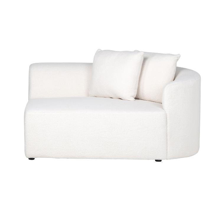 Couch Grayson Armlehne rechts white furry | links gepolstert (Himalaya 900 white furry)