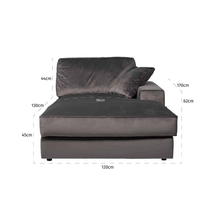 Couch Santos 2,5 Sitzer + Lounge rechts stone velvet - 2