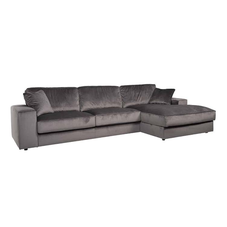 Couch Santos 2,5 Sitzer + Lounge rechts stone velvet