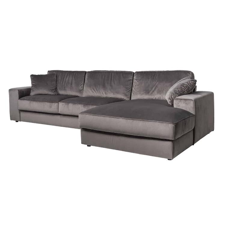 Couch Santos 2,5 Sitzer + Lounge rechts stone velvet - 0