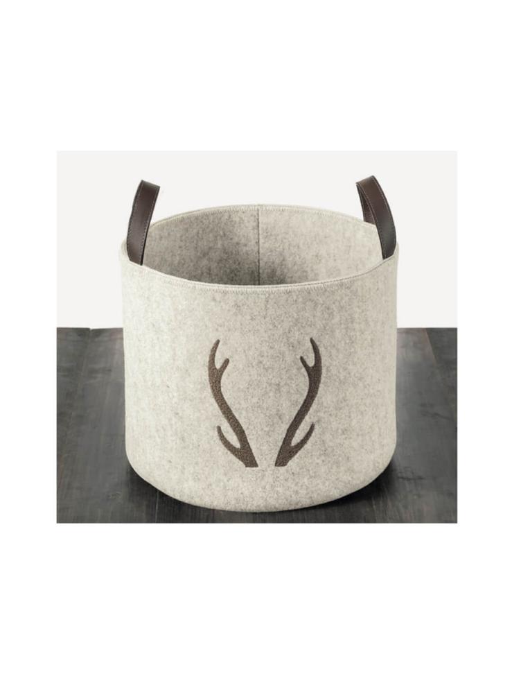 Korb aus Wollfilz mit Ledergriff – Antler von Catia Luca Beige
