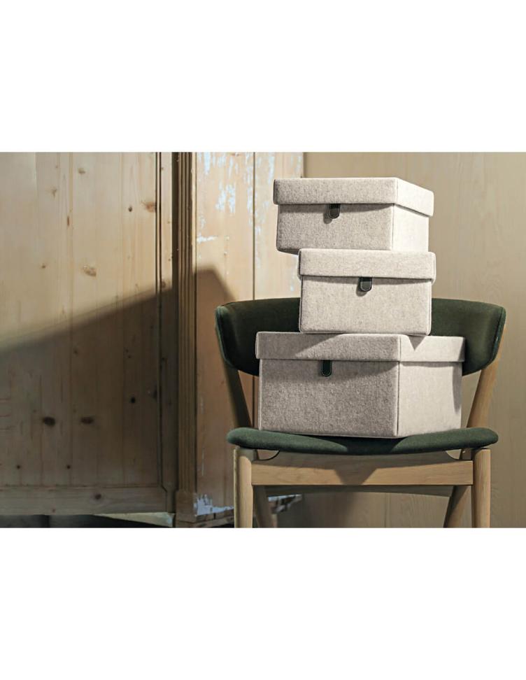 Aufbewahrungsbox aus Wollfilz beige kleiner modell 30x30 H17