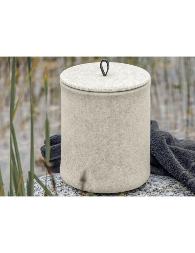Mülleimer aus taupebeigem oder grauem Wollfilz Funivia Catia Luca Beige