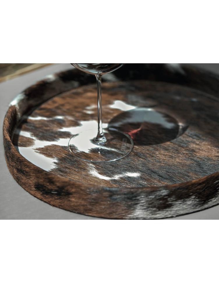 Rundes Montana-Tablett aus Rindsleder von Catia Luca