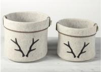 Runder Aufbewahrungskorb mit Hirschmuster – Luxus-Chalet von Catia Luca Beige